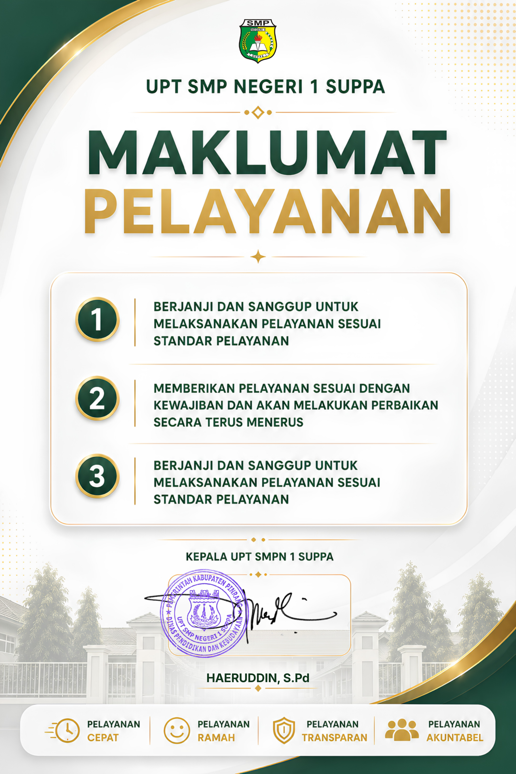 Maklumat Pelayanan UPT SMP Negeri 1 Suppa